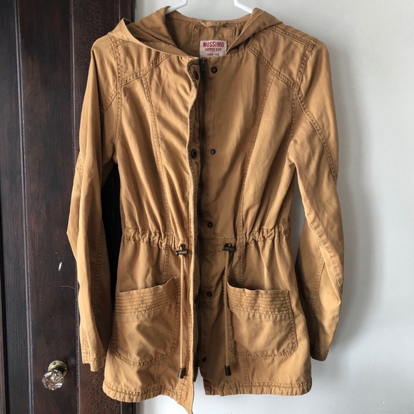 Mossimo Khaki Utility Fall Hooded Jacket Small - Picture 4 of 6